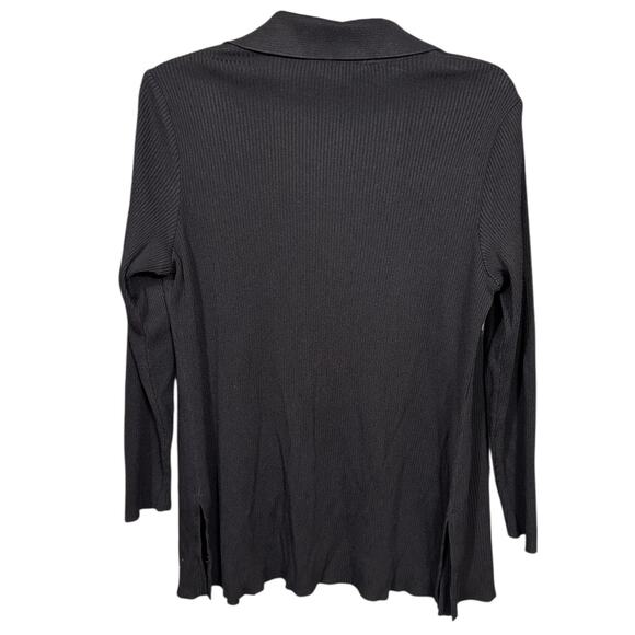 Exclusively Misook Petite Black Open Front Knit Cardigan Size Small - Picture 4 of 7